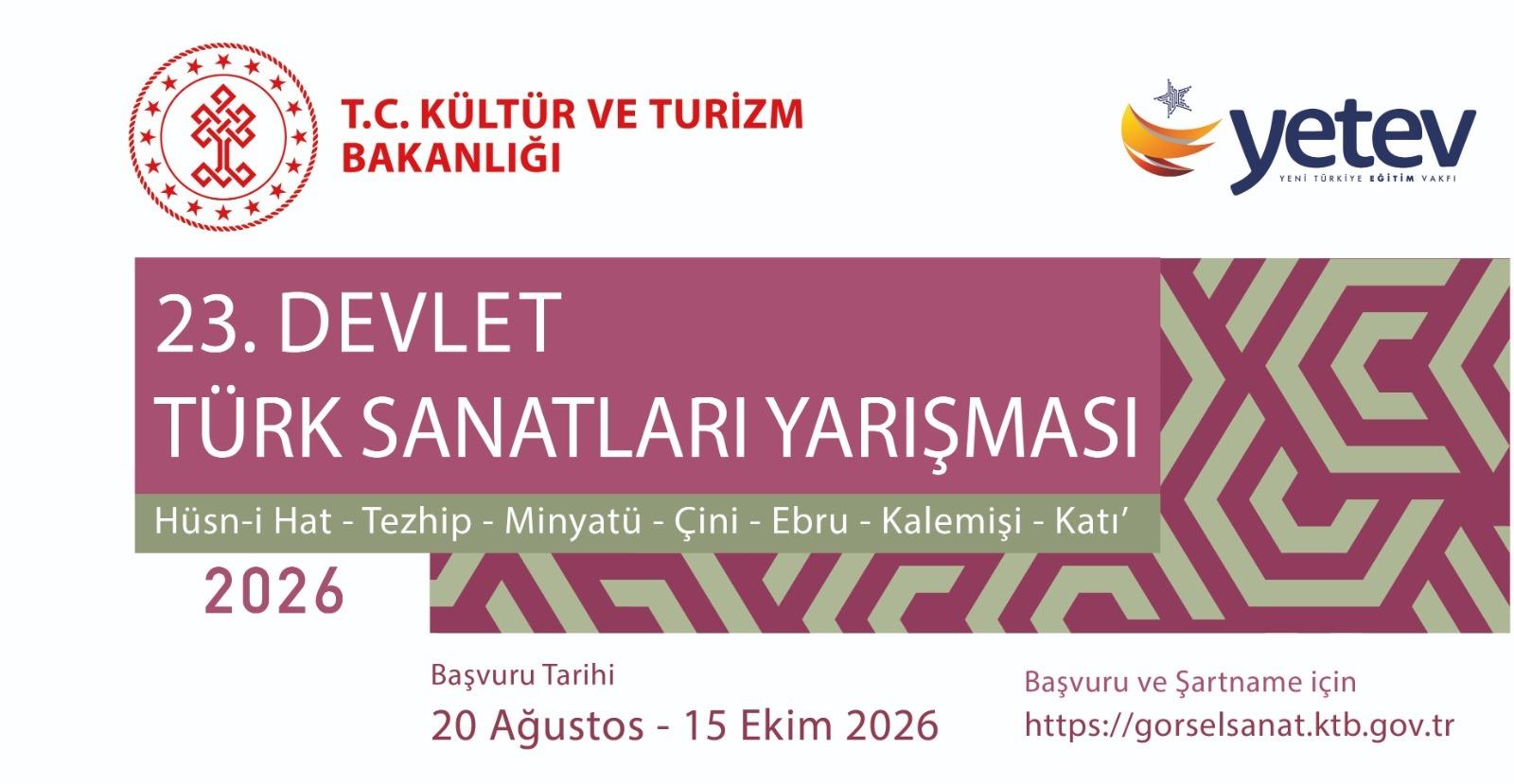 23. DEVLET TÜRK SANATLARI YARIŞMASI BAŞLIYOR